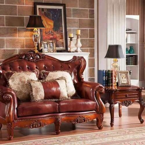 Simple American solid wood sofa edge a few corners a few Nordic living room small family tea table square table