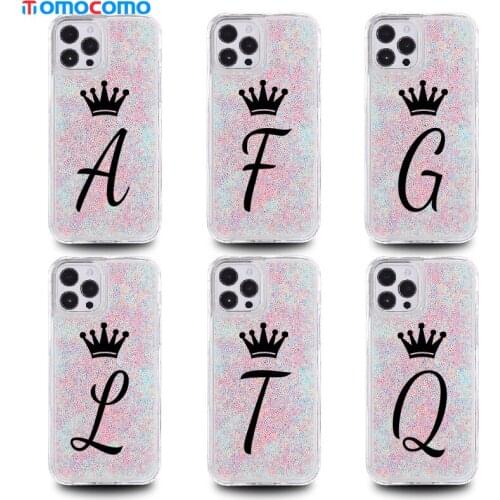 Initial Letter Candy Colorful Rainbow Quicksand Phone Case For iphone 11 12 Pro Max Mini X XS XR 7 8 Plus Shockproof Phone Cover