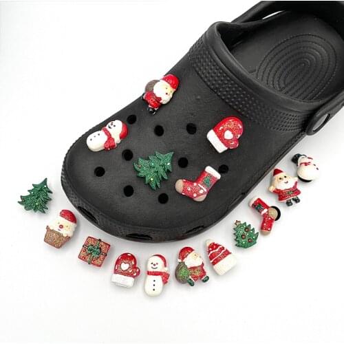 Christmas Shoe Pins DIY Parts Santa Claus Snowman Tree Croc Shoe Charms Decorations For Clogs Garden Shoes Accessories Xmas Gift