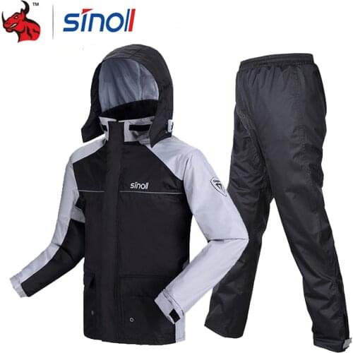 SINOLL Motorcycle Raincoat+Rain Pants Motorcycle Rain Suit Waterproof Motorcycle Rain Jacket Poncho Riding Motorbike Rain Coat