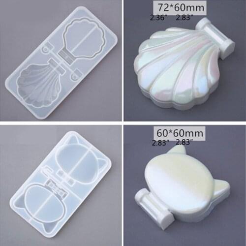 Folding Mirror Resin Casting Mold Shell Cat Round Makeup Mirror Silicone Molds