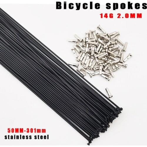 Bicycle Spoke Wire Mountain Road Bike 304 Stainless Steel High Strength 50-301MM 26 27.5 29 Inch with black Free Cap