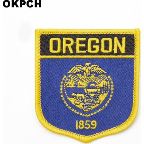 U.S.A Oregon State Iron On Patch Embroidered Clothes Patch For Clothing Stickers Garment 10pcs 6*7cm UPI-0188-S