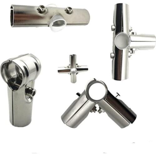 25mm Tee And Two-Way Clothes Hanger Accessories Display Rack Fastener Joint Stainless Steel Pipe Connector