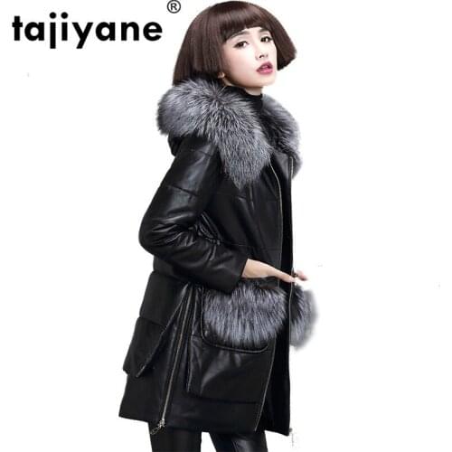 Down Genuine Jacket Leather Jacket Women Fox Fur Collor Parka Winter Coat Women Korean Long Black Slim Fit Coats Plus Size ZT377