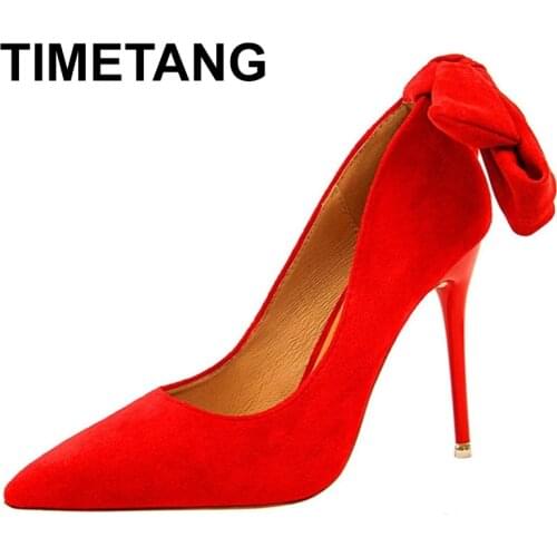 TIMETANGShoes Women High Heels Classic Pumps Women Shoes Suede Wedding Shoes Spring Ankle Strap Stiletto Women Party Shoes