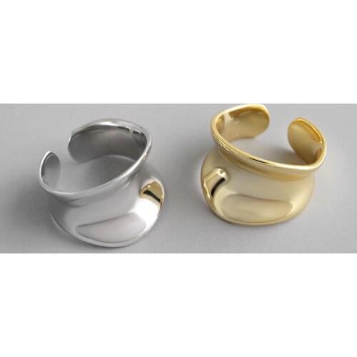 ALLNEWME Exaggerated Irregular Geometric Chunky Rings for Women Brass Smooth Surface U Shape Adjustable Open Ring Accessories