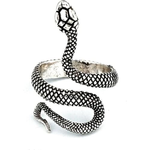 1 Piece European New Retro Punk Exaggerated Spirit Snake Ring Fashion Personality Stereoscopic Opening Adjustable Ring Jewelry
