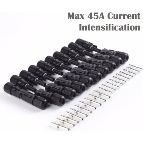 10Paris x 45A PV Connectors PV Solar Panel Plug current 1000V male and female for PV cable 2.5/4/6mm solid copper contacts