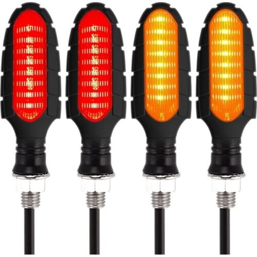 2/4 PCS 16LED Grenade Shape Flowing Water Turn Signal Brake Turn and Tail Light for Motorcycle Multifunctional Lighting