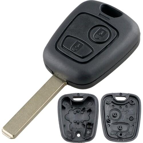 2 Buttons Replacement Car Remote Key Shell Black Car Key Case with 307 Blade Fit for Peugeot Partner Expert Boxer 206