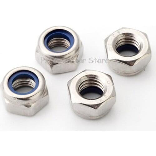 20 pc/lot M2,M2.5,M3,M4,M5,M6,M8,M10,M12 stainless Steel 304 Nylon Insert Lock Nuts/Nylon GMN