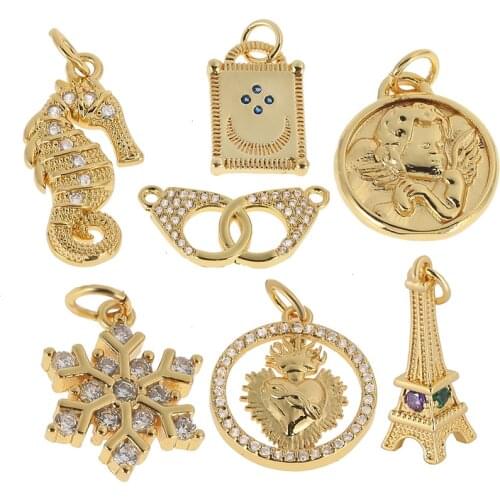 2021 New Arrival Micro Pave3A+Zircon Gold Plated Necklace Pendant DIY Jewelry Making Women Necklace Birthday Gift Banquet Party