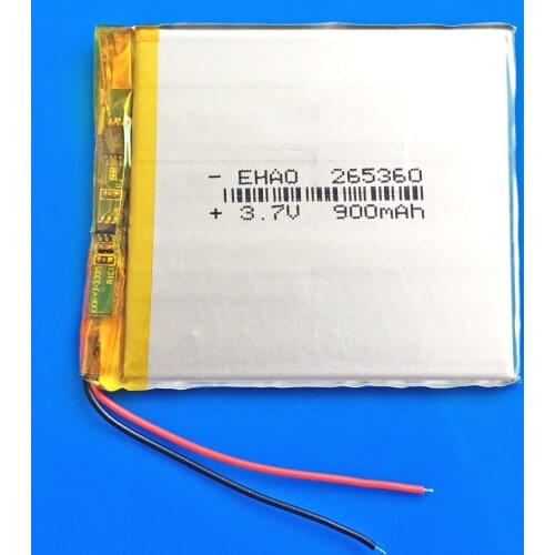3.7V 900mAh lipo polymer li ion lithium rechargeable battery use for MP3 GPS navigator DVD recorder headset camera 265360