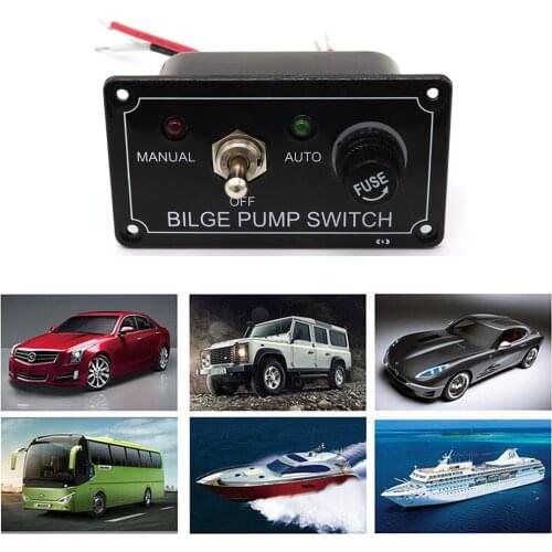 3 Way Bilge Pump Switch Panel LED Boat Marine Control Manual ON/OFF Auto DC 12V