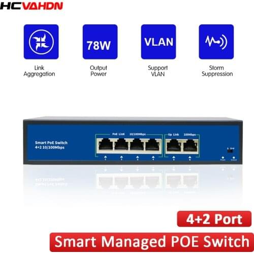 4 Port PoE switch for ip camera with 2 port 100M uplink 1 port SFP PoE Ethernet Switch PoE 52V switch