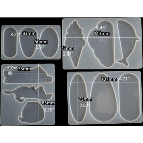 4Pcs Cat Geometric Hairpin Jewelry Mold Cloud Whale Hair Clip Mold Jewelry Tools