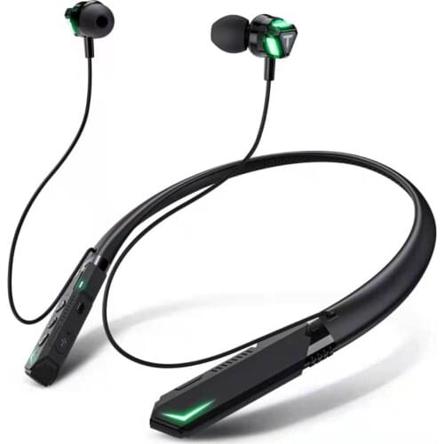 Bluetooth 5.0 Headphones,Foldable Wireless Neckband Headset with Retractable Earbuds, Noise Cancelling Stereo Earphones with Mic