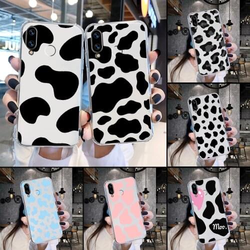 Cow Print Black White Phone Case For Huawei Honor 6 7 8 9 10 10i 20 A C X Lite Pro Play transparent silicone prime soft Etui