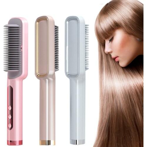Electric Hair Straightening Comb Professional Heated Comb Wet Dry Use Hair Straightener Anti-scalding Hair Straight Curling Iron