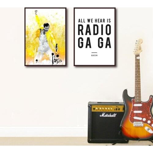Freddie Mercury Queen Posters and Prints Bohemian Rhapsody Radio Ga Ga Lyrics Art Canvas Painting Picture Home Wall Art Decor
