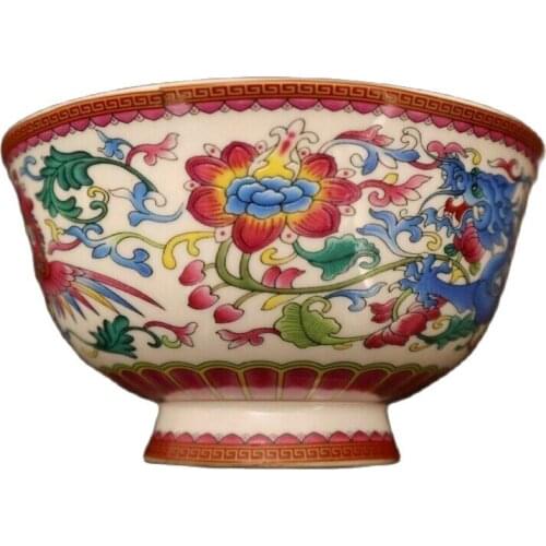 Chinese old porcelain Pastel Dragon and Phoenix Pattern Bowl