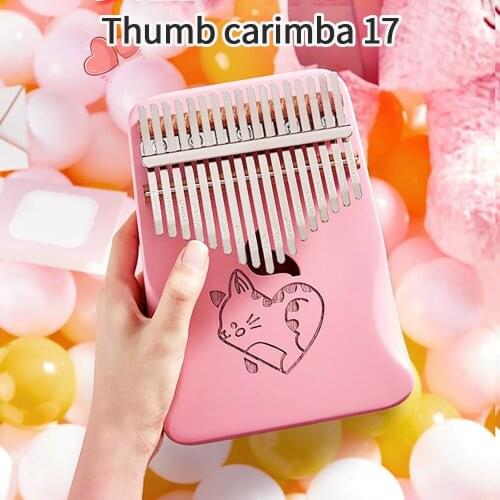 17 Key Red Kalimba Single Board Mahogany Finger Thumb Piano Mbira Mini Keyboard Musical Instrument with Complete Accessories