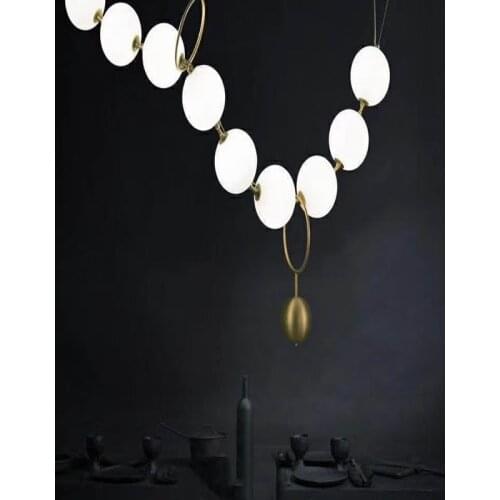 Nordic Round Necklace Led Chandelier White Glass Ball Creative Design Living Room Restaurant Bar Clothing Shop Art Deco Hanging