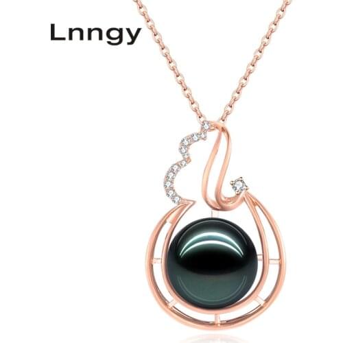 Lnngy 18K Gold 12mm Black Tahiti Pearl Pendant 18K White Gold/Yellow Gold/Rose Gold Diamond Droplet Pendant Separate Pendant