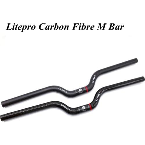 Litepro Carbon Fibre Bicycle Handlebar Folding Bike Swallow Bar 25.4*580mm Ultralight M Handle Bar For Brompton Bicycle Parts