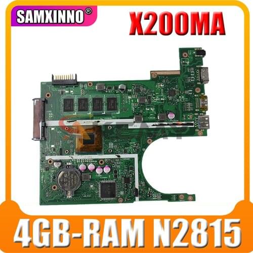 Akemy For ASUS X200MA F200M F200MA Pentium Laptop Motherboard with 4GB RAM N2815 CPU DDR3 X200MA Notebook Mainboard tested ok