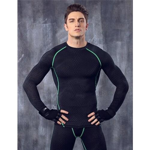 Mens Running T-shirt Outdoor Tights T-shirt Fitness Muscle Jogging Mens T-shirt Quick-drying Compression Sports T-shirt