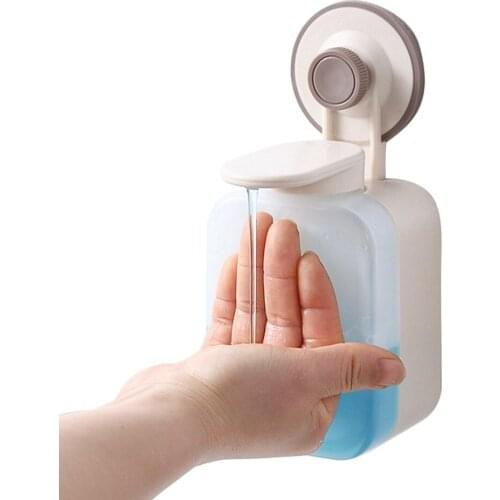 Bathroom Suction Cup Liquid Soap Dispenser Kitchen Sink Plastic Press Portable Wall-mounted Hand Bottle Punch-free Bath Supplies