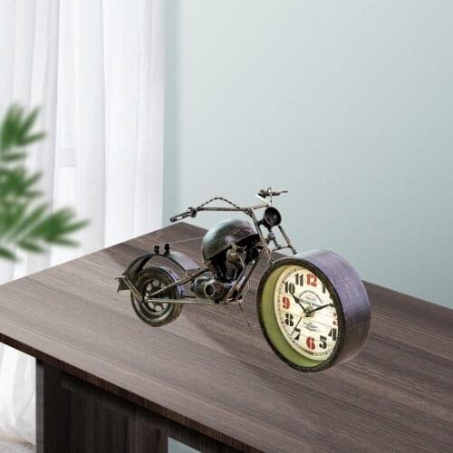 Retro Motorcycle Alarm Clock Portable Battery Power Desktop Alarm Clock Watch For Children Friends Gift Table Decor