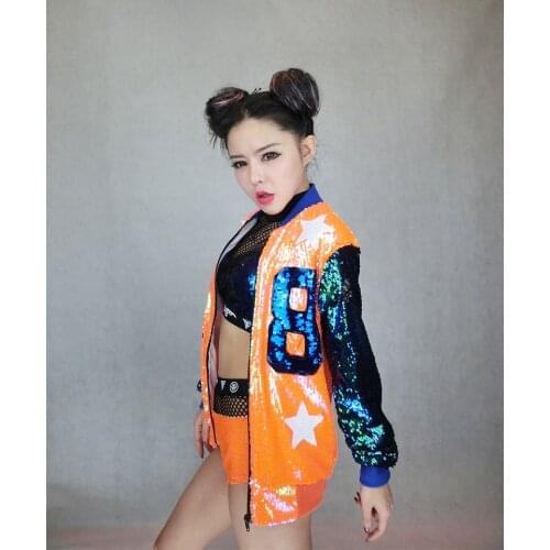 New DS performance nightclub female singer lead dance bar DJ Jazz stage dance costumes hip hop Sequin set