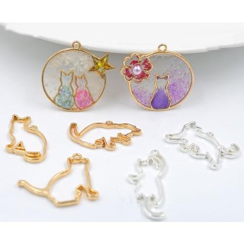 Cat butterfly rabbit clown Cherry blossoms Bezel Metal Frame Pendant Gold Charm Bezel Setting Cabochon Setting UV Resin Charm