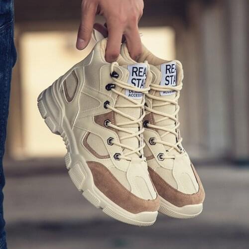 Autumn Comfortable Martin Boots High-top Mountaineering Outdoor Shoes Mens Casual Shoes Student Thick Bottom Increase Sneakers