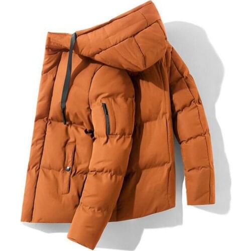 Men Parka Cotton Padded Winter Jacket Coat Mens Warm Jackets Male Solid Color Hooded Zipper Hip Hop Streetwear Winter Coat Men