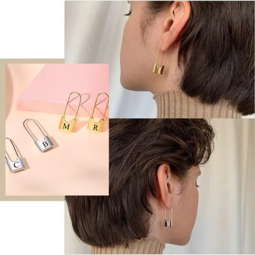 Personalized Padlock Huggie Hoop Earrings for Women, Chic Anti Allergy Lock Charm Ear Clip, Custom Birthday Party Gifts Jewelry