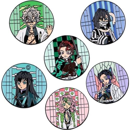 PF1223 Anime Demon Slayer Enamel Pins Kimetsu No Yaiba Badge Cartoons Collar Lapel Pin for backpacks Decoration Jewelry Gifts