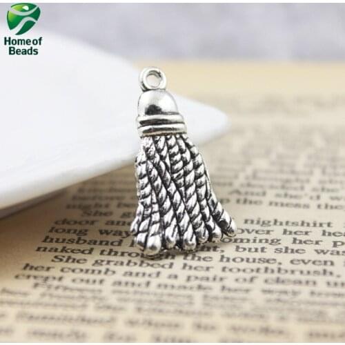 DIY Fashion Antique Silver Color Tassels Pendants Charms For Jewelry Making HandmadeZA1293 17x30mm (10pcs/lot)