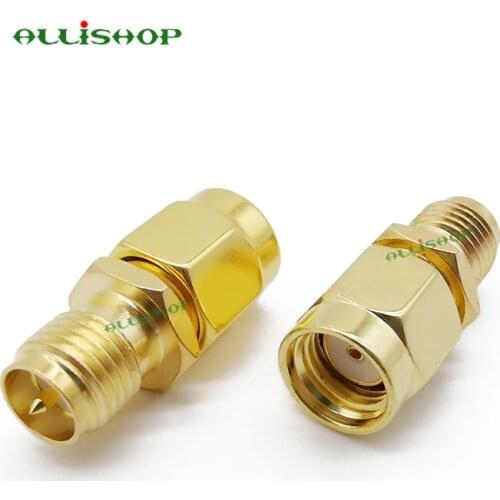 RF SMA adapter connector RP-SMA Plug to RP-SMA Jack adapter Straight Connector 50 ohm M/F Coaxial connectors Gold-plated