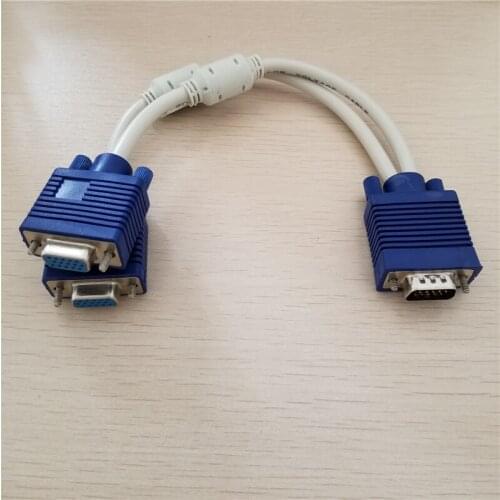 VGA Distributor 1 in 2 out Splitter Screen Data Transfer Extension Cable for Computer TV Video Projector Display 20cm