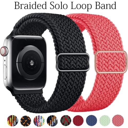 Braided solo loop strap for apple watch band 44mm 42mm 38mm 40mm watchband adjustable bracelet correa apple watch 6 5 4 3 se