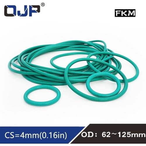 Rubber Ring Green FKM O ring Seal 4mm Thickness OD62/78/90/95/100/105/120/125mm Rubber O-Ring Seal Gasket Ring Washer