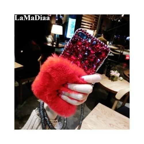 Rabbit Hair Case For iPhone 12 11 Pro Max X XS MAX XR Bling Diamond Fur Fluffy Cases For iPhone 8 7 6S Plus Accessories Capinhas