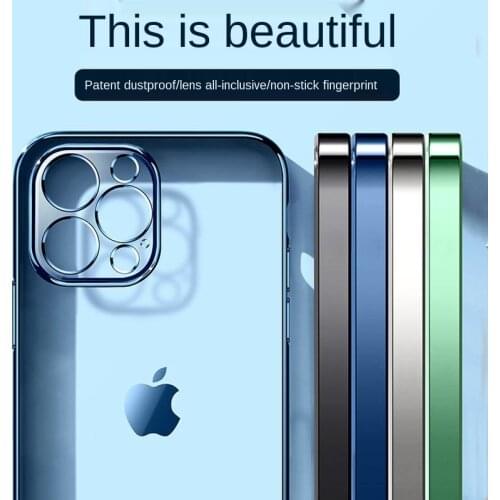 Luxury Plating Frame Clear Matte Soft Case For iPhone 12 11 Pro Max Mini X XR XS 7 8 Plus SE 2 2020 Transparent Silicone Cover