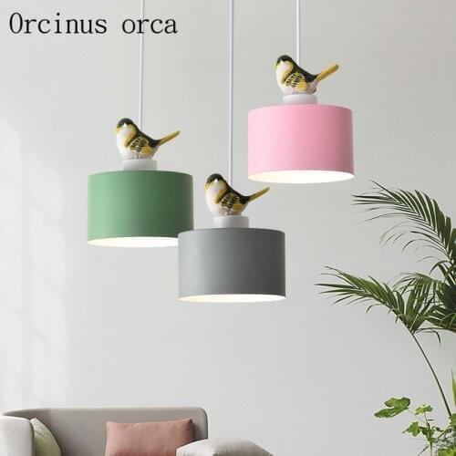 Nordic modern minimalist color bird chandelier Restaurant Bar hallway creative personality LED iron pendant lamp free shipping