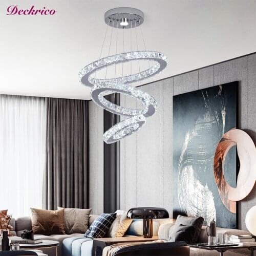 Crystal Ceiling Chandelier Lighting 3 Rings Led Crystal Chandelier Pending Lighting Lamp Lustre Pendant Modern Ceiling Lamp