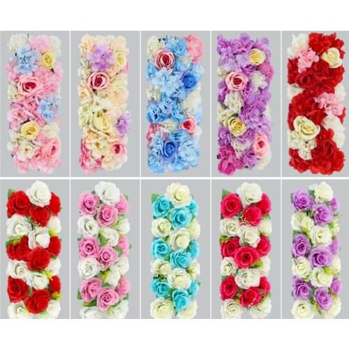 Wedding Road Cited Flowers Silk Rose Peony Hydrangea DIY Arched Door Flower Row Window T Station Wedding Decoration 100cm